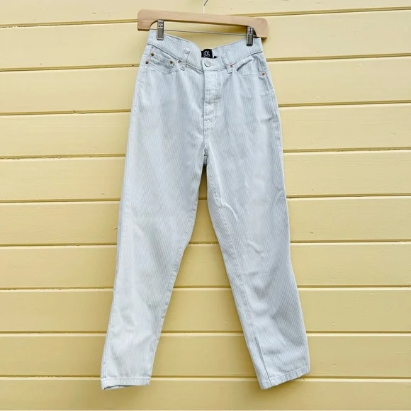 BDG Railroad Pinstripe Button Fly Slim Straight White Jean Pants Size 26 - Picture 3 of 5